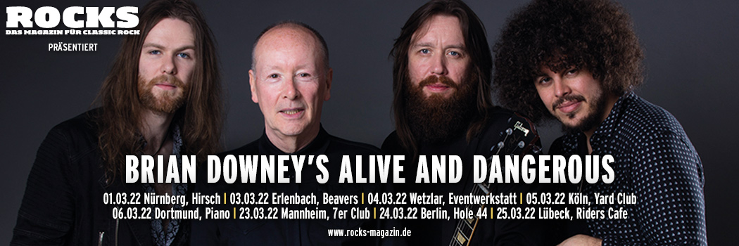 Präsentations-Slider der Brian Downey's Alive And Dangerous-Tour 2022.