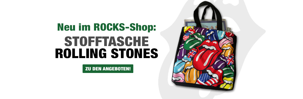Stones-Stofftasche (weiß, Schrift grün und grau)