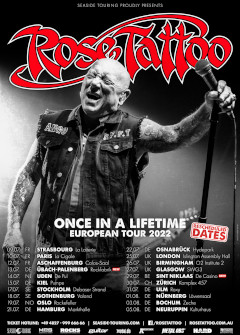 Poster der "Once In A Lifetime"-Europatour von Rose Tattoo.