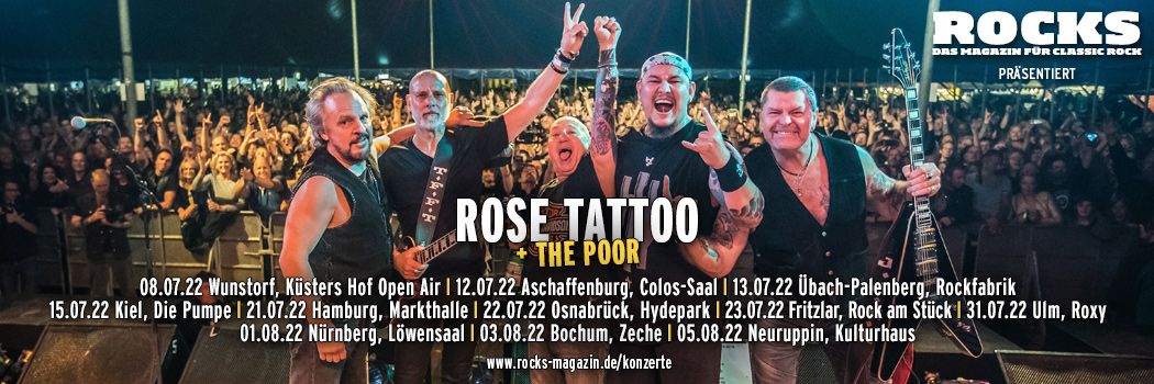 Präsentations-Slider für die Rose Tattoo-Tour 2022.