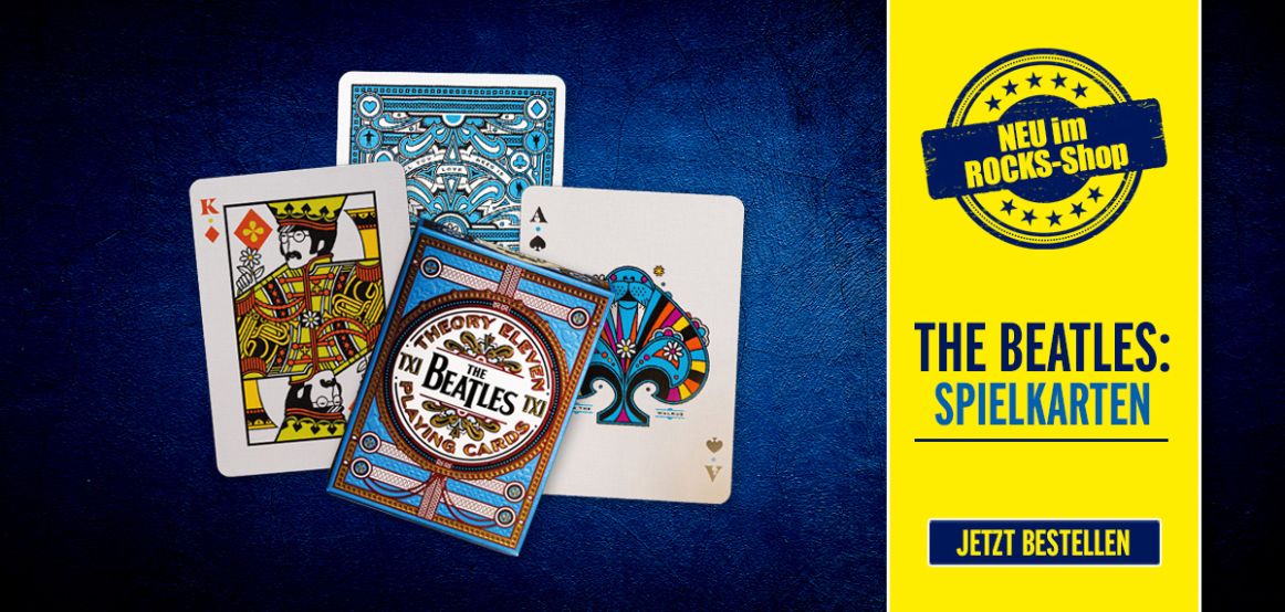 Beatles-Spielkarten blau-gelb