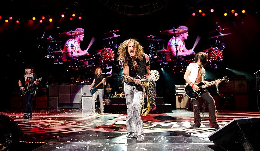Livefoto von Aerosmith aus dem Jahr 2012. Credit: Sony Music.